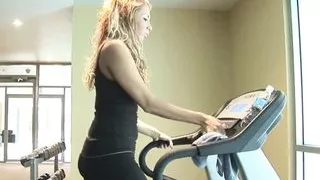 Babe gets fucked in the ass after workout session!