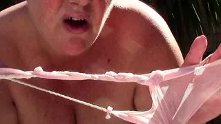 Outdoor Boobs Show and Eating Panties