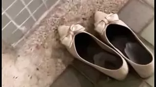cum on neighbor’s white flat shoes