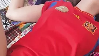 Horny Spanish teen helps him to lose his virginity (Creampie)