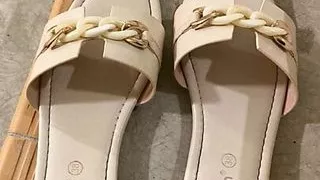 cum Neighbor sex white sandals