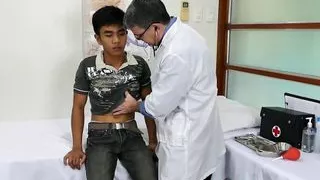 Asian twink blows dick before being bred by mature doctor