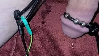 E-stiming my big headed cock close-up HFO and slow motion cumming