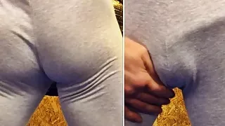 A muscular straight man trains in gray leggings! It's exciting! Peeping!