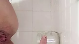 Hot milf pissing in jar