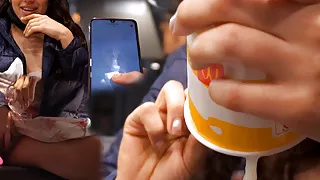 Latina loves McDonald’s Ice cream with cum on it and a toy inside her