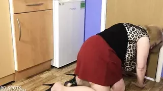 Old granny gets out of her slutty clothes to show off tits and pussy