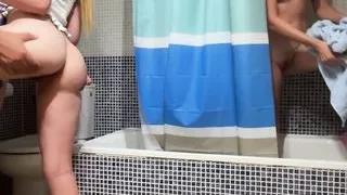 When my girlfriend is in the shower I have sex with 18 year old stepsister