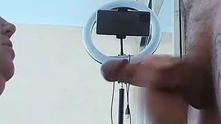 bitch milks my dick and gets cum