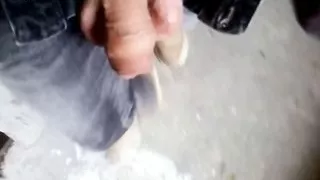 I walk my penis in the entrance