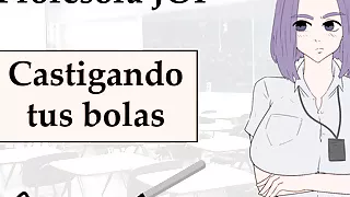 Spanish JOI La profesora te masturba en clase con rotulador y cuerda.