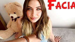 FACIAL for a shy girl in her room when her parents are not home, blowjob to an unknown man