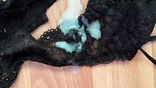 Cum on wife's dirty panties