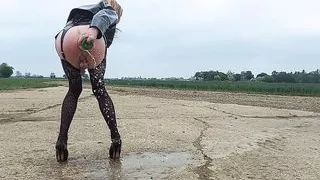 Tranny Stuffing Her Ass With Wine bottle and Squirting Wine