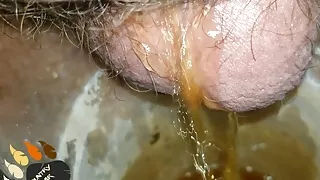 pee in high definition  up close, in an old pitcher.