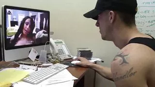 Brunette milf with big tits gets cummed on