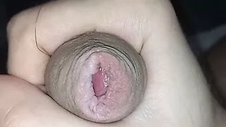 cute guy masturbates cock and moans