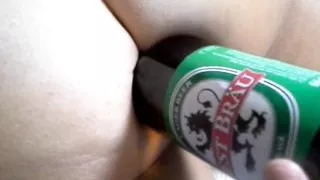 A full bottle of beer in my ass - extreme pain