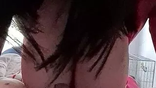 Chubby Czech brunette bbw amateur milf plays with tits and gives a blowjob