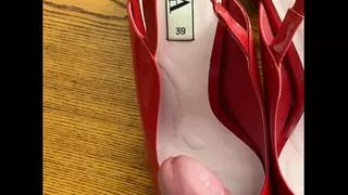 Little cum on red Zara Slingbacks