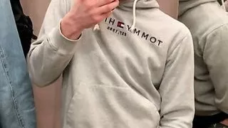 Alexy boy jerk in the fitting room and cums on the mirror