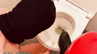 Slave cleans toilet and boots for Mistress