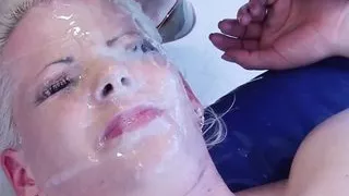 Wild blond slut takes multiple cocks