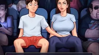 Summertime Saga - Horny Stepsister with Big Boobs Makes Her Stepbrother Play with Her Pussy in Cinema - #31