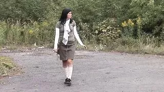 Renata, brunette teen Nigel has anal threesome with double penetration