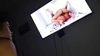 femdom fucking with my cuckold hubby while making him watch me fucking with other guys on television 