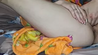 hot wife in a dressing gown without panties asked for a creampie in her pussy