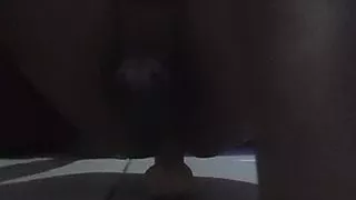 Sissy in chastity sitting on the dick