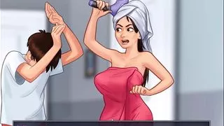 Summertime Saga - Horny Stepbrother Checks Out His Hot Stepsister with Huge Juicy Tits Showering - #48