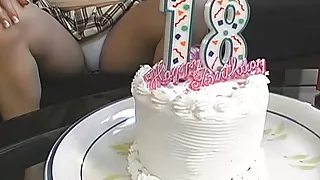 18th Birthday – horny blonde gets her first dildo