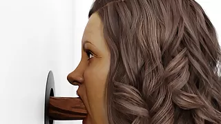 Mature Milf Gives Bathroom Gloryhole Blowjob