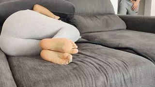 Cuckold, fucking my friend's wife on the sofa, she thought I was her husband