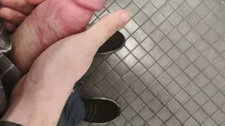 Cumshot in the restroom
