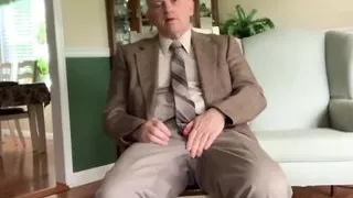 Daddy masturbating in suit and socks