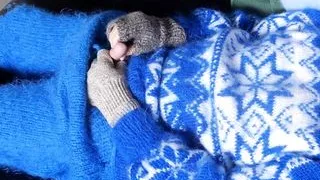 Big Blue Mohair Sweater Jumper Fetish Turtleneck Cum - Chase Pike