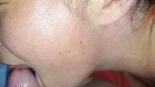 My private blowjob with my friend. Cum on my wet tongue