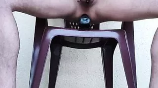 Anal masturbation with big dildo