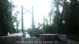 Nearly caught exhibiting on walkway