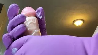 Cleaning gloves on your cock