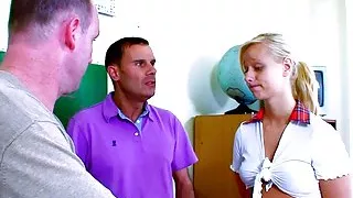 Old Teacher Seduces Virgin Teen To Fuck And Co-worker Joins In Threesome