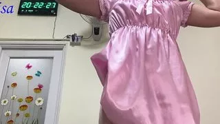 SisK Dressing up rosa Satin Nachthemd