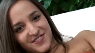 Cute petite brunette Amirah Adara strips down and uses her vibrator on her tight little pussy