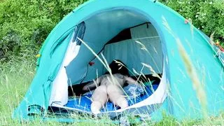 Nudist MILF Alzbeta sleeping in the tent