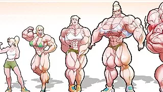 30 Days of Female Muscle Growth Animation – DUBBED – Giantess, Muscles, Massive Boobs, giant bicep flex