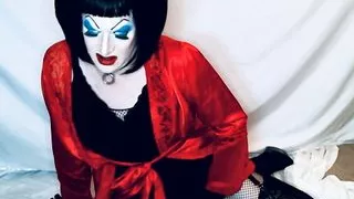 Sissy Sub strokes for men on cam in heavy makeup and slutty lingerie