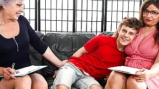 Bianca and Yvette cast a young cock